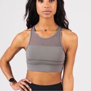 ZYIA One More Rep Sports Bra Sz Small - Gray Mesh Racerback All Star